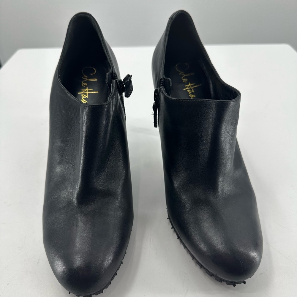 *Cole Haan Leather Booties Black Stiletto Heel Womens 8 with Dustbag - Picture 3 of 14